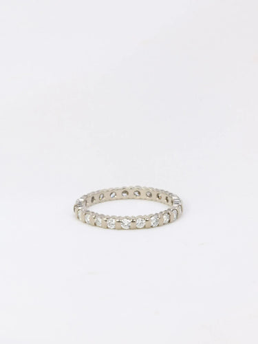 Bague Alliance américaine en or blanc et diamants 58 Facettes J59