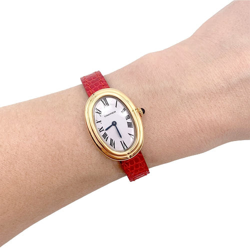 Montre Montre Cartier, "Baignoire", or jaune, cuir. 58 Facettes 32583