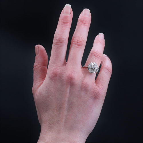 Bague 53 Bague ancienne diamants taillés en rose festonnée 58 Facettes 22-513