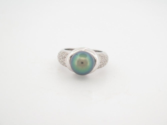 Bague 54 bague colonne sertie de 62 diamants & 1 perle clb0003 en or blanc 18k t54 58 Facettes 253785