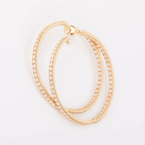 Boucles d'oreilles Créoles Or Jaune Pavées de Diamants 58 Facettes