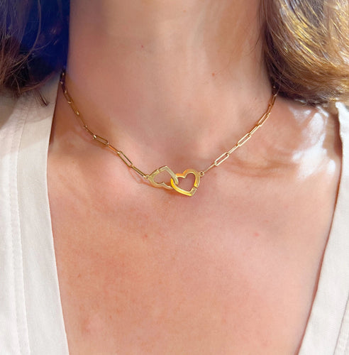 Collier Collier or rose Dinh Van formant 2 cœurs 58 Facettes