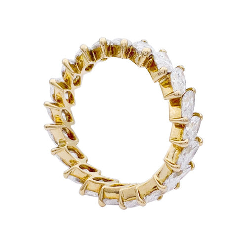 Bague 57 Alliance tour complet or jaune et diamants navettes. 58 Facettes 32744