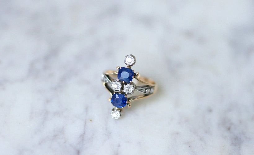 Bague Bague marquise saphirs et diamants 58 Facettes