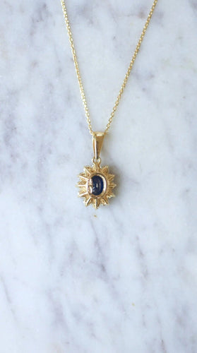 Pendentif Collier pendentif marguerite Or jaune Saphir Diamants 58 Facettes