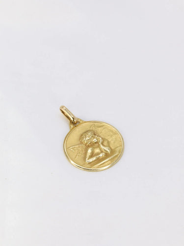 Pendentif AUGIS - Médaille Ange Raphael Or jaune années 1950 58 Facettes J247
