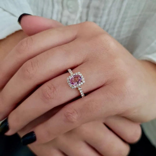 Bague Bague spinelle rose diamants or rose 58 Facettes