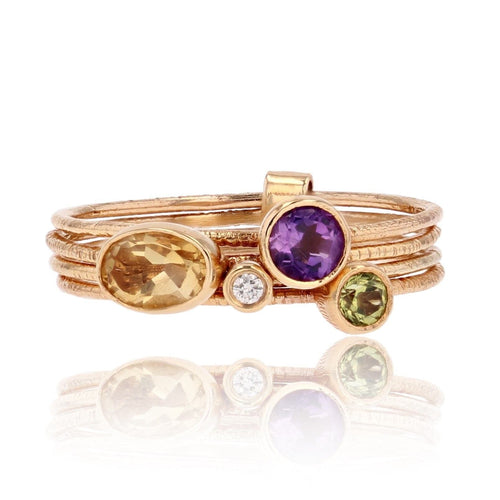 Bague 58 Bague 4 anneaux pierres fines 58 Facettes 19-661B