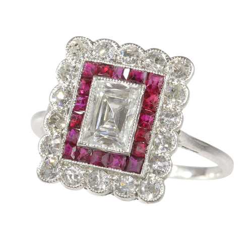 Bague 54 Bague de fiançailles Art Déco diamant rubis 58 Facettes 23249-0100
