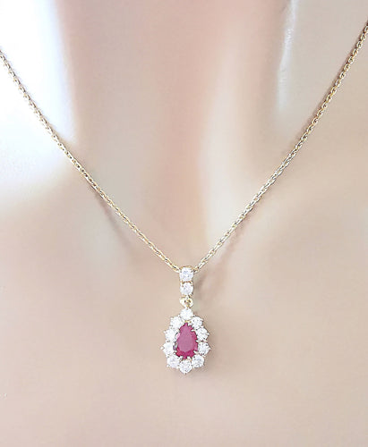 Collier Collier/Pendentif Or Jaune, Rubis & Diamants 58 Facettes AA 1581