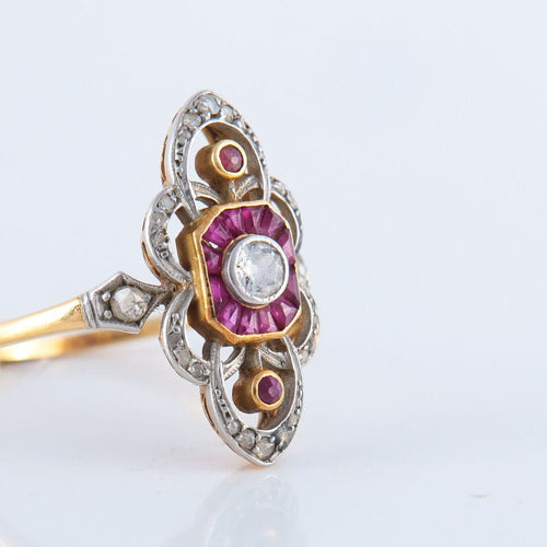 Bague 53 Bague Diamants et Rubis calibrés 58 Facettes JE143