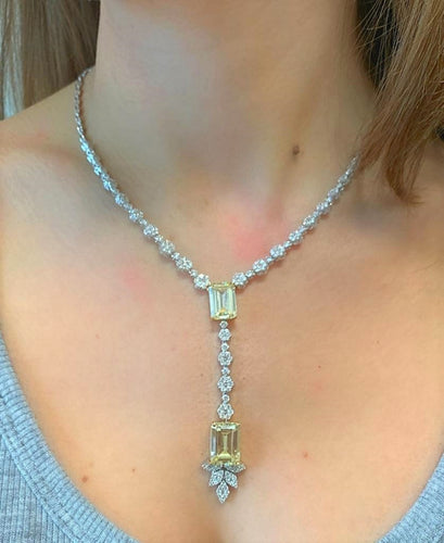 Collier Collier en Or blanc, Diamants et Pierres Jaunes 58 Facettes 20400000471