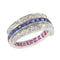 Bague 54 Alliance, rubis, saphirs, diamant 58 Facettes 22350-0261