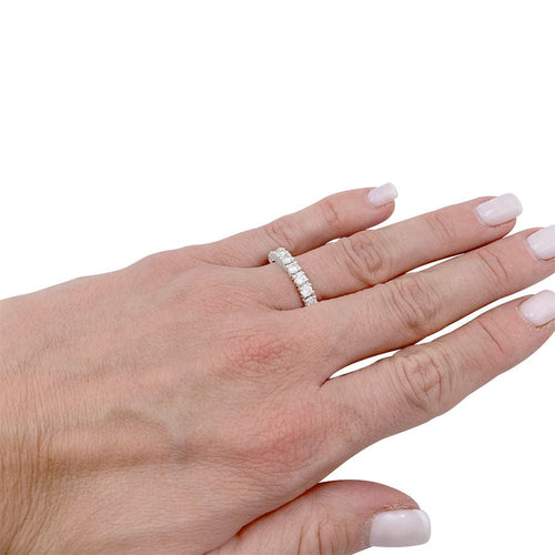 Bague 54 Alliance tour complet or blanc, diamants. 58 Facettes 32467