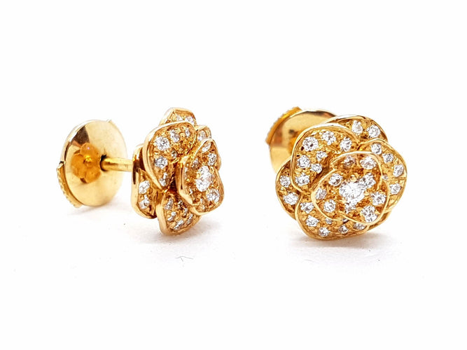 Boucles d'oreilles Boucles d'oreilles Fleur Or rose Diamant 58 Facettes 578707RV