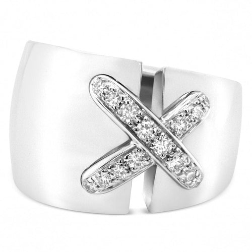 Bague 49 Bague Chaumet or gris diamants 58 Facettes 61E00424