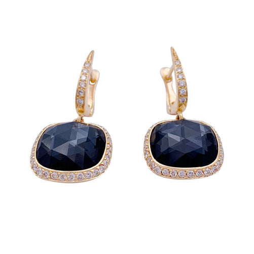 Boucles d'oreilles Boucles d'oreilles or rose, hématite, quartz, diamants. 58 Facettes 32895