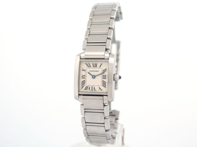 Montre montre CARTIER tank francaise pm acier quartz + etui lady 58 Facettes 255322