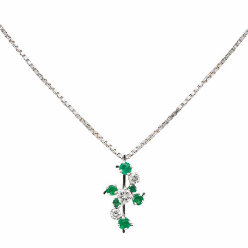 Collier Collier Pendentif Or Blanc Emeraude 58 Facettes 2601197CN