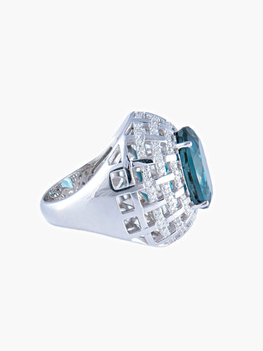 Bague 52 Bague Topaze royale et Diamants 58 Facettes