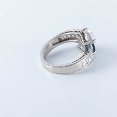 Bague 55 Bague  platine toi & moi saphir diamant 58 Facettes