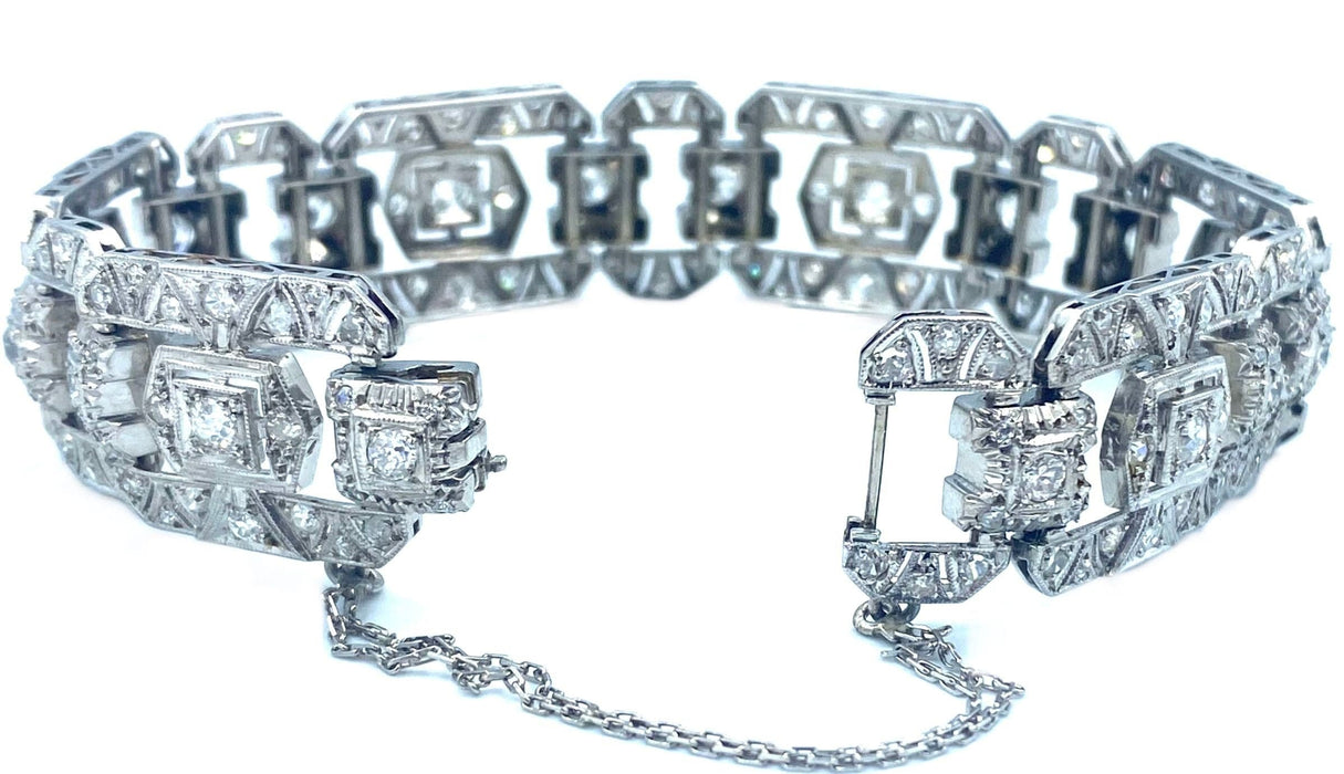 Bracelet Bracelet Art-Deco, or, platine et diamants 58 Facettes