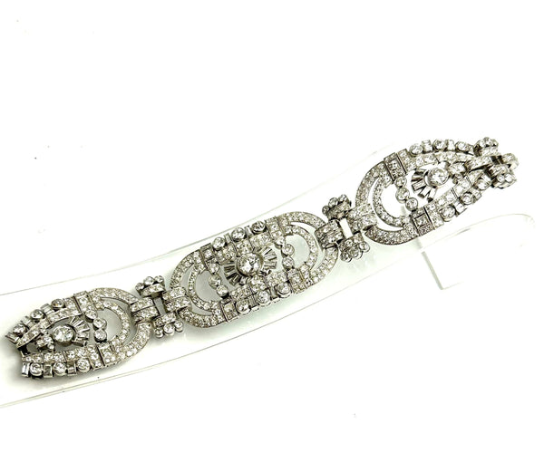 Bracelet Bracelet Art-Déco Or blanc Diamants,. 58 Facettes