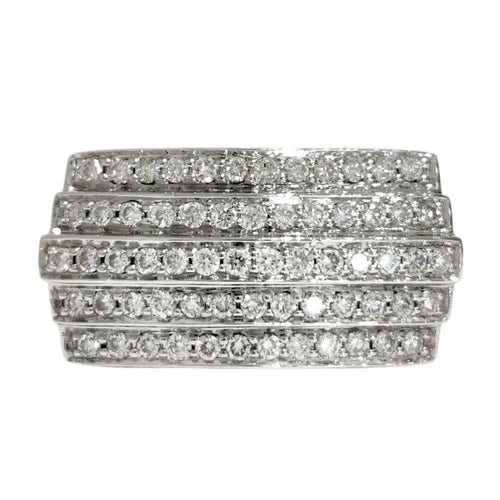 Bague 53 Bague en or blanc, pavage diamants 58 Facettes 1-1245/2