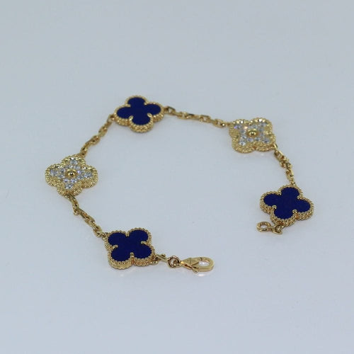 Bracelet Van Cleef & Arpels - Bracelet vintage Alhambra en or, lapis et diamants, édition limitée 58 Facettes