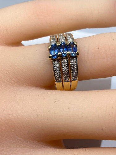 Bague Bague jonc 3 saphirs diamants 58 Facettes AB 154