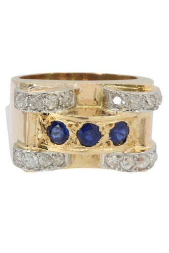 Bague BAGUE TANK SAPHIRS ET DIAMANTS 58 Facettes 041991