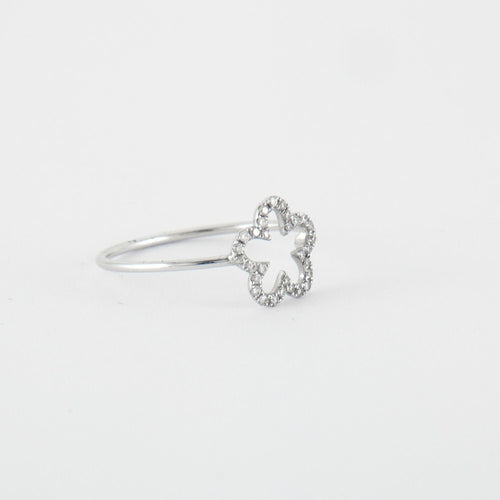 Bague 54 Bague Fleur Or blanc Diamants 58 Facettes