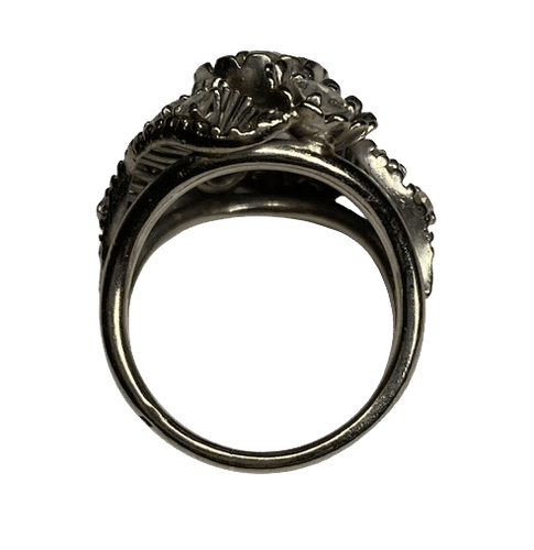 Bague 55 BAGUE ANCIENNE DÔME DIAMANTS OR BLANC & PLATINE 58 Facettes