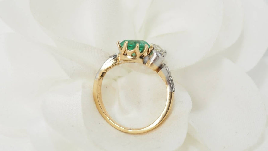 Bague 50 Bague Toi et Moi émeraude & diamants 58 Facettes 32011