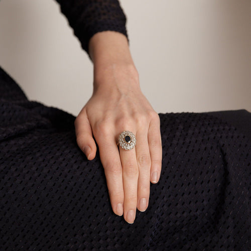 Bague 58 BAGUE ART DÉCO SAPHIR DIAMANTS 58 Facettes