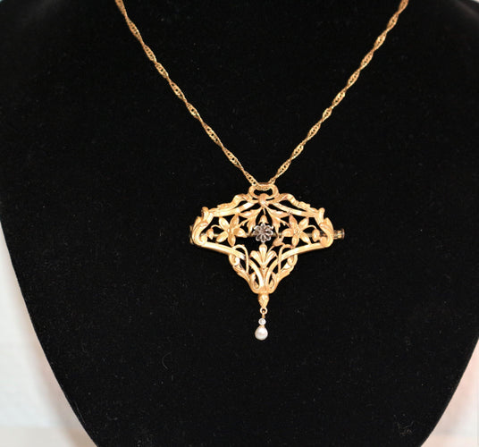 Broche Broche-Pendentif or jaune Art Nouveau 58 Facettes 447