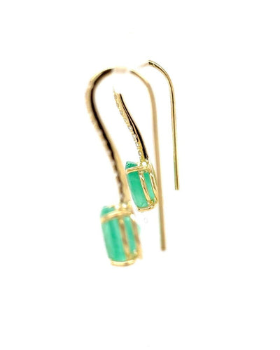 Boucles d'oreilles Boucles d'oreilles en or jaune avec émeraude et diamant 58 Facettes