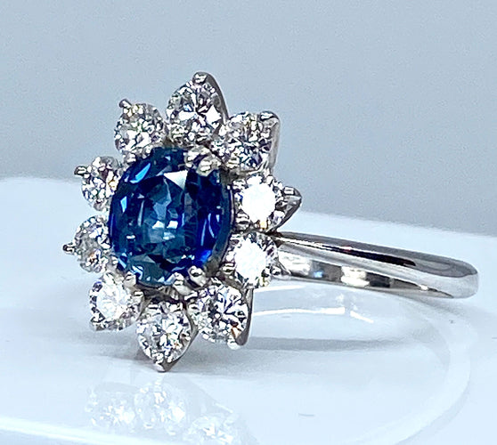 Bague 59 Bague marguerite saphir diamants 58 Facettes AB149