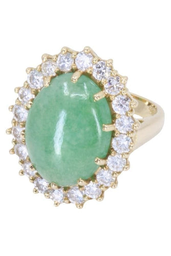 Bague 50 BAGUE POMPADOUR OR JAUNE JADE ET DIAMANTS 58 Facettes 077901