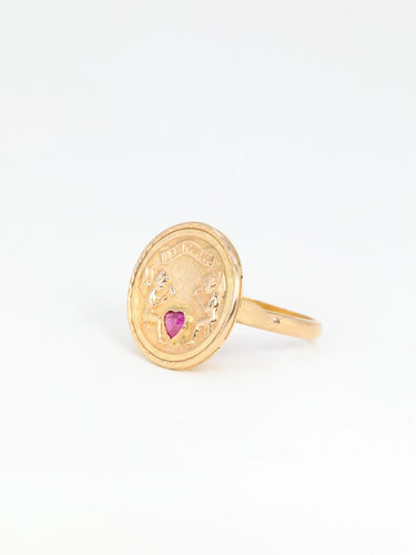 Bague Bague en Or jaune & rubis de synthèse 58 Facettes 742