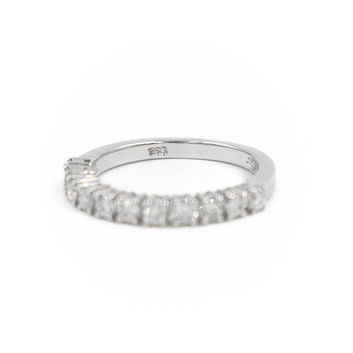 Bague 54 Bague Demi alliance Or blanc Diamant 58 Facettes 2107602CN