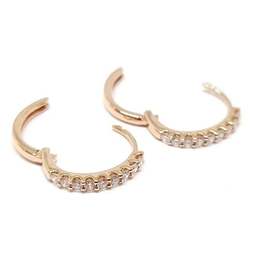 Boucles d'oreilles Boucles d'oreilles créoles diamants or rose 58 Facettes