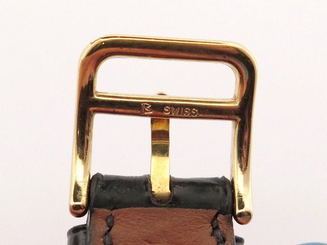 Montre vintage montre HERMES medor 23 mm plaque or et cuir croco quartz 58 Facettes 254544