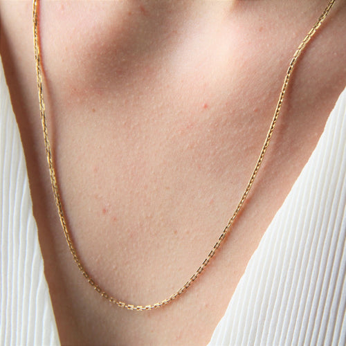 Collier Chaîne or rose maille forçat rectangulaire 58 Facettes 22-418