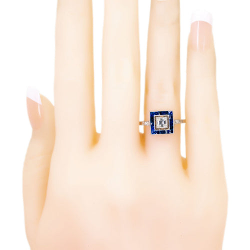 Bague 55 Bague Diamant, Saphir, Platine 58 Facettes 82D30D78F205492C917A7069D8B6C2E8