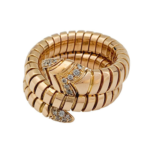 Bague 52 Bague Bulgari, modèle "Serpenti, en or rose et diamants. 58 Facettes 31577