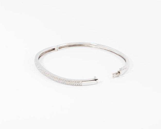 Bracelet Bracelet or gris rigide ouvrant en diamant 58 Facettes