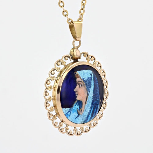 Pendentif Pendentif vintage émail de Limoges et or 58 Facettes 19-228