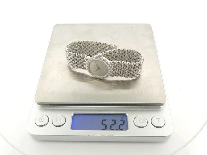 Montre vintage montre BOUCHERON mvt omega 21mm mecanique or gris 18k et diamants 58 Facettes 241077