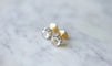 Boucles d'oreilles Clous en or jaune, diamants rose couronnée 58 Facettes